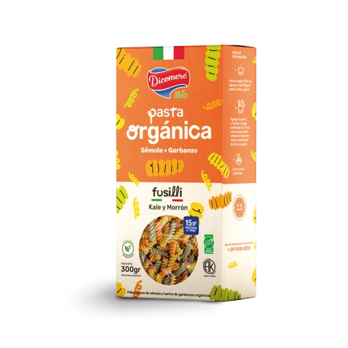 Pasta Fusilli Orgánica Kale y Morrón 300 gr - Dicomere