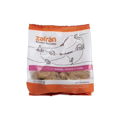 Galletitas de Avena, Pasas y Chía 150 gr - Zafrán