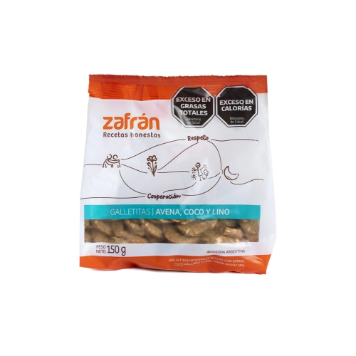 Galletitas de Avena, Coco y Lino 150 gr - Zafrán