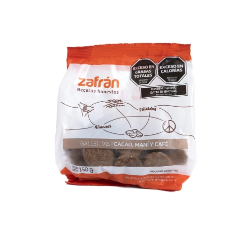 Galletitas de Cacao, Maní y Café 150 gr - Zafrán