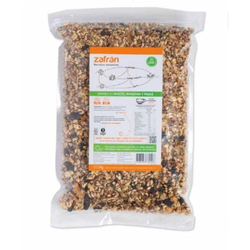Granola Nueces,  Manzana y Pasas 1 kg - Zafrán