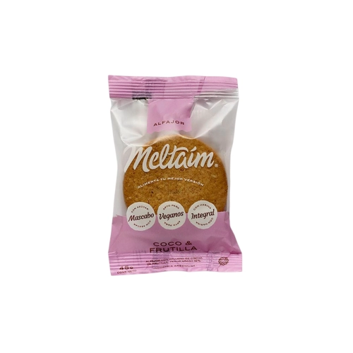 Alfajor de Coco y Frutilla Vegano 45 gr x 12 U - Meltaím
