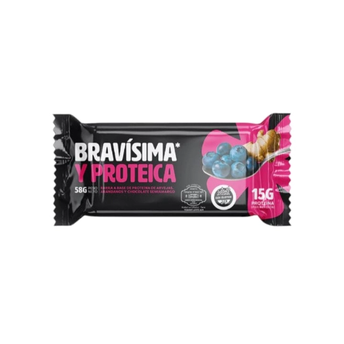 Barra Proteica sabor Arándanos Jengibre 15 gr Proteína 12 u x 58 gr - Brava