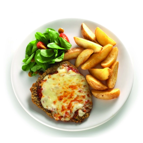 Milanesa de Peceto a la Napolitana con Papas Rústicas 466 Kcal 300 gr - Grandwich