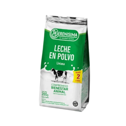 Leche en Polvo Descremada Fortificada con Vitaminas 200 gr - La Serenísima