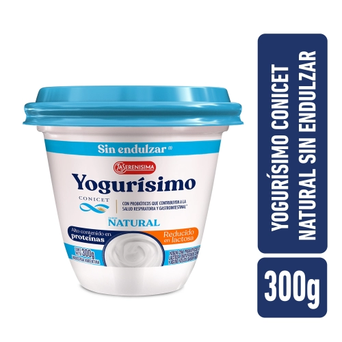 Yogurísimo Natural sin Azúcar agregada con Probióticos reducido en Lactosa 300 gr - La Serenísima