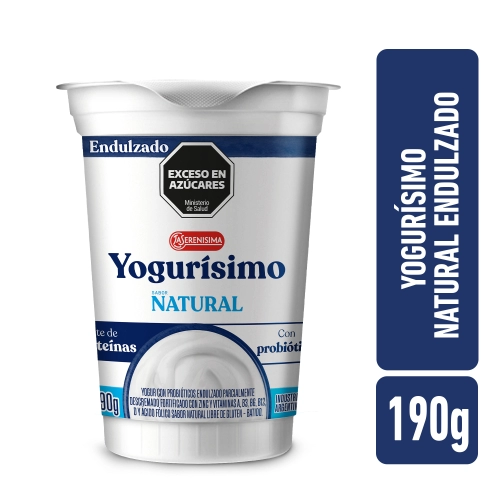 Yogurísimo Natural Parc. Descremado Endulzado, con Probióticos 190 gr - La Serenísima
