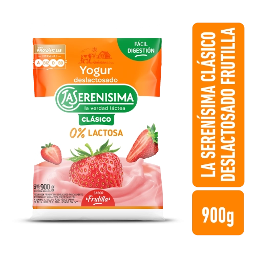 Yogur Bebible deslactosado Parc. Descremado sabor Frutilla con Probióticos 900 g - La Serenísima