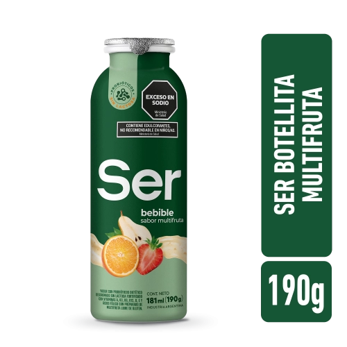 Yogur Bebible sabor Multifruta con Probióticos Descremado sin Lactosa 190 gr - Ser