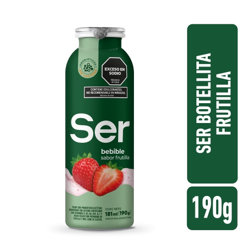 Yogur Bebible sabor Frutilla con Probióticos Descremado sin Lactosa 190 gr - Ser