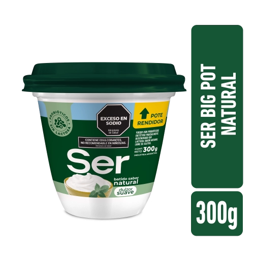 Yogur Batido sabor Natural con Probióticos Parc. Descremado sin Lactosa 300 gr - Ser
