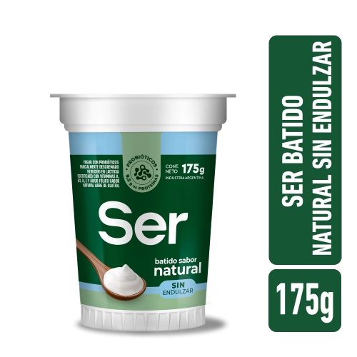 Yogur Batido Natural sin Endulzar con Probióticos Parc. Descremado reducido Lactosa 175 gr - Ser