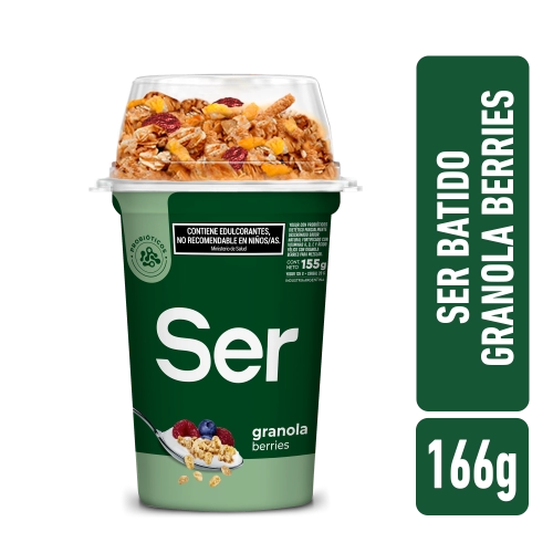 Yogur Batido con Granola Berries con Probióticos Parc. Descremado 166 gr - Ser