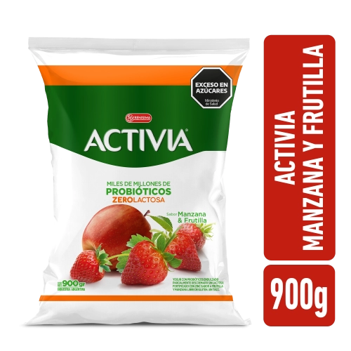 Yogur Activia con Probióticos Endulzado Parc. Descremado sin Lactosa sabor Frutilla y Manzana 900 gr - La Serenísima