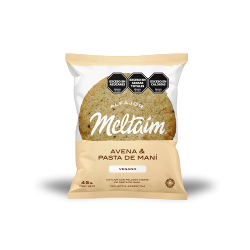 Alfajor de Avena y Pasta de Maní Vegano 45 gr x 12 U - Meltaím