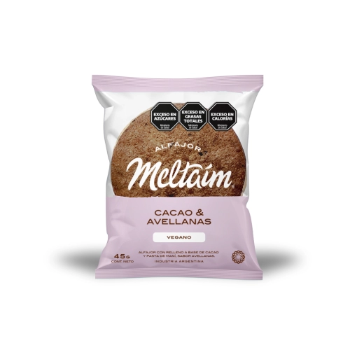 Alfajor de Cacao y Avellanas Vegano 45 gr x 12 U - Meltaím
