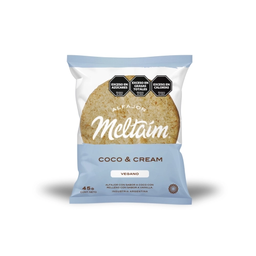 Alfajor de Coco y Cream Vegano 45 gr x 12 U - Meltaím