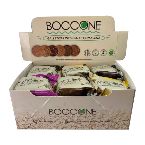 Cookies Integrales con Avena 72 gr, display de 12 paquetes surtidos - Boccone 