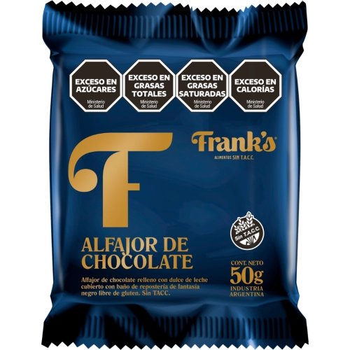 Alfajor de Chocolate sin TACC 50 gr x 8 u - Frank´s
