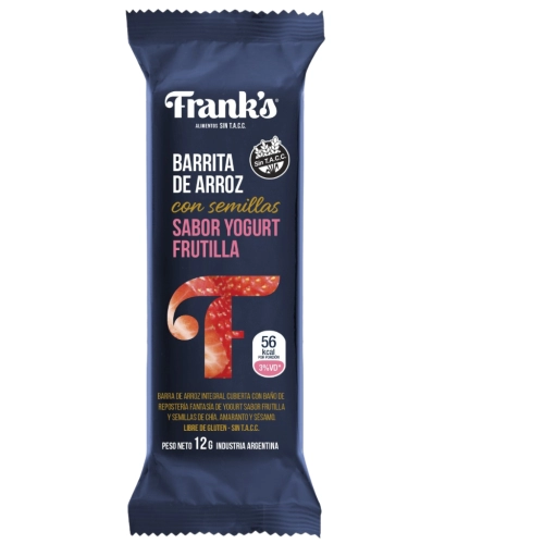 Barra de Arroz con Semillas sabor yogur de Frutilla sin TACC 12 gr x 20 u - Frank´s