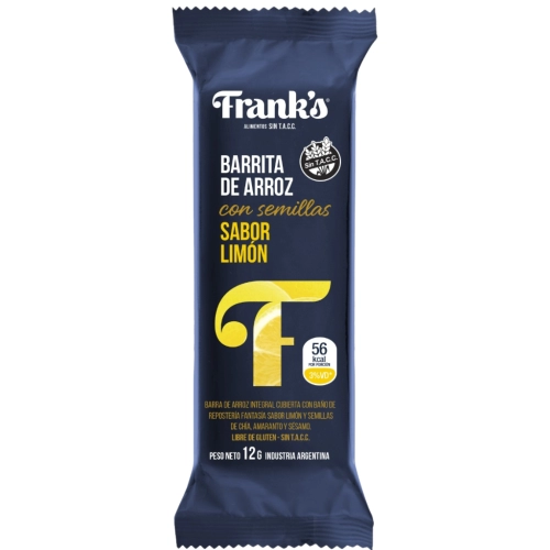 Barra de Arroz con Semillas sabor Limón sin TACC 12 gr x 20 u - Frank´s