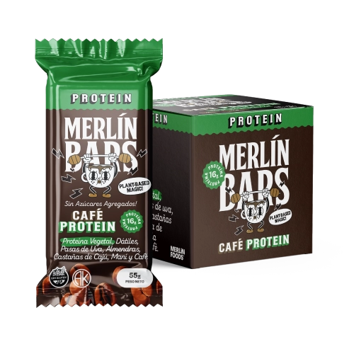 Barra Café Protein 16 gr de Proteína sin Azúcar x 14 U - Merlín Bars