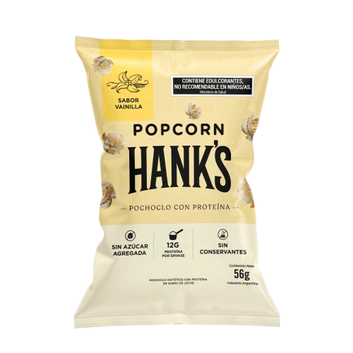 Pochoclos sabor Vainilla Proteico 56 gr x 5 Unidades - Hank’s
