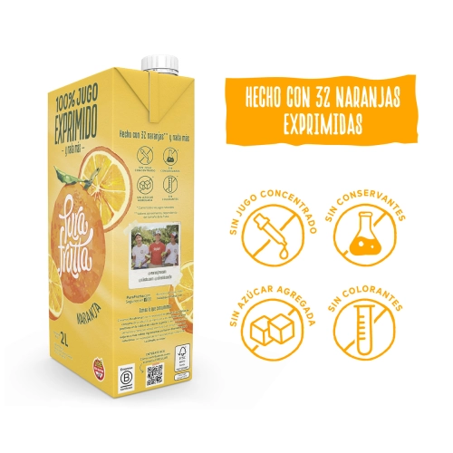 Jugo 100% Exprimido Naranja 2 Lt - Pura Frutta