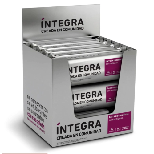Barra de Chocolate con Avellanas 41 gr 12 u - Íntegra