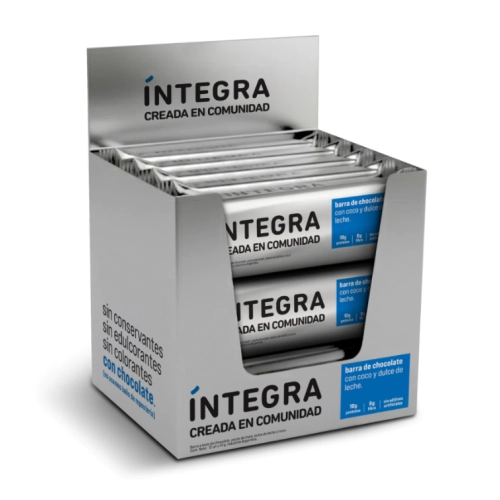 Barra de Chocolate con Coco y Dulce de Leche 41 gr 12 u - Íntegra